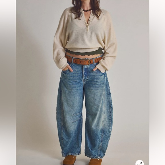 We The Free Good Luck Barrel Jeans Size 27 NWT - Ultra Light Beam - Picture 5 of 13